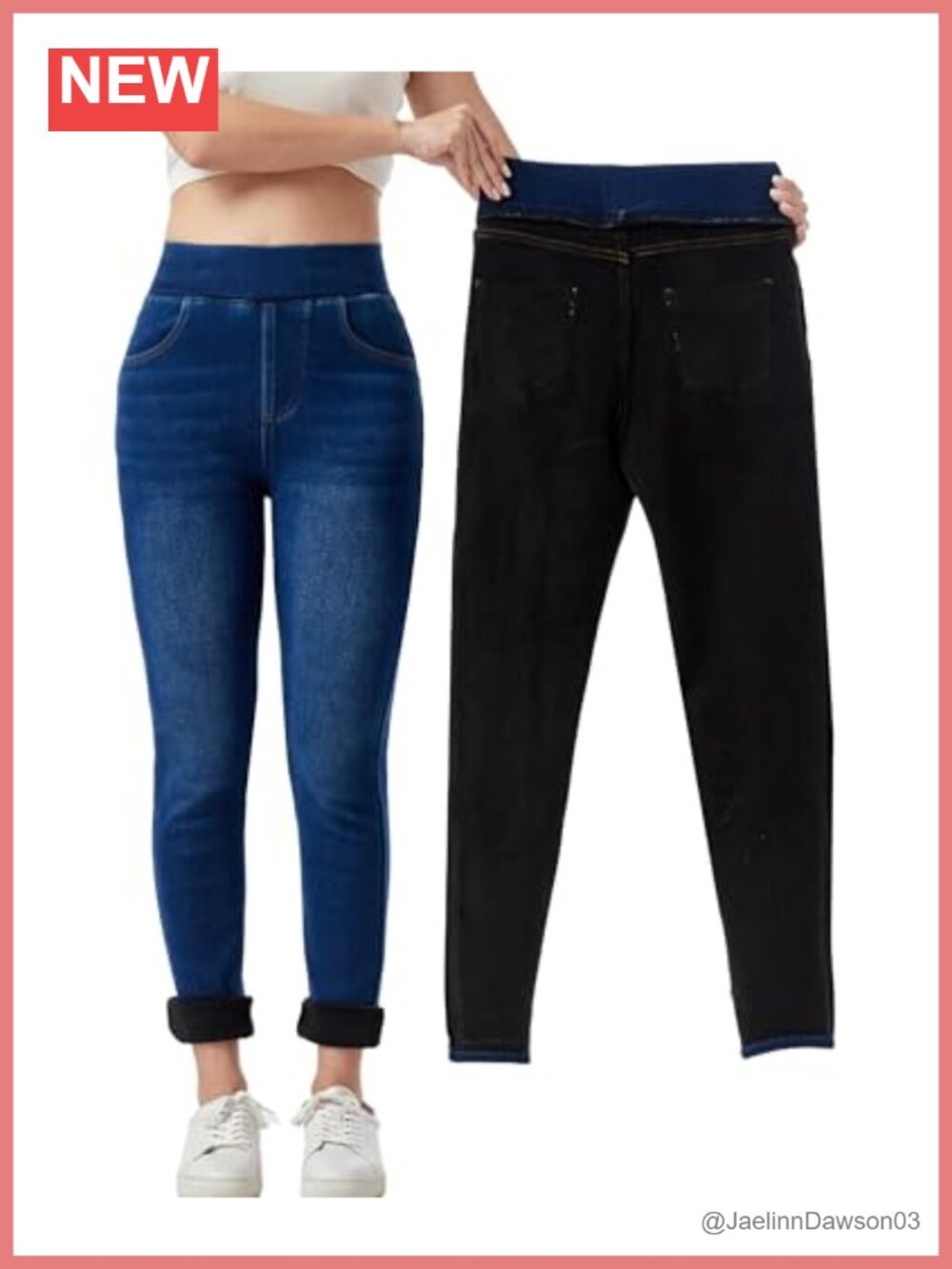Fleece Lined Thermal Jeggings High Waisted Tummy Control Skinny Jeans